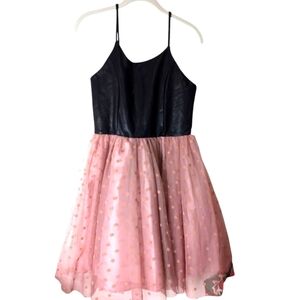 Zunie Kids' Faux Leather & Tulle Polka DotDress...Size 16